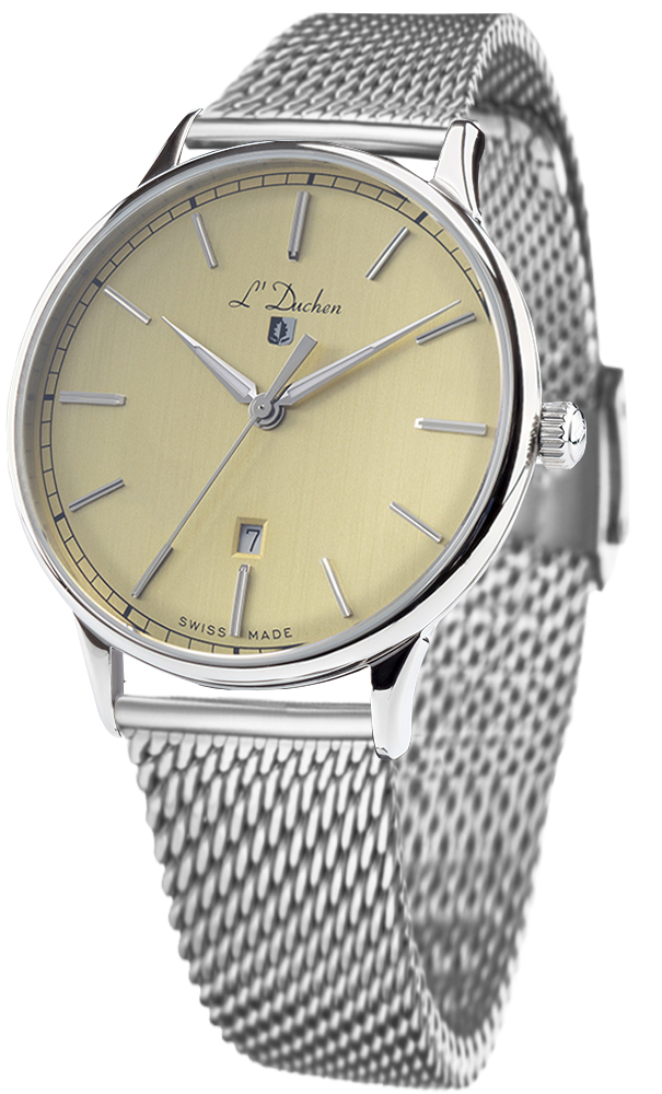 Мужские часы L`Duchen Vintage D 821.15.34 M, механизм кварцевый, циферблат бежевый, браслет нержавеющая сталь — Изображение 2